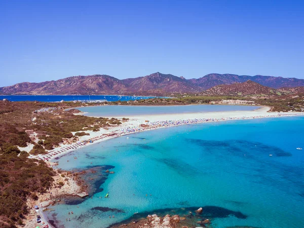 Transparent and turquoise sea in Porto Giunco, Sardinia, Italy