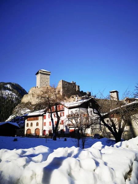 San Michele Kalesi Nin Kış Manzarası Talya Nın Trentino Alto — Stok fotoğraf