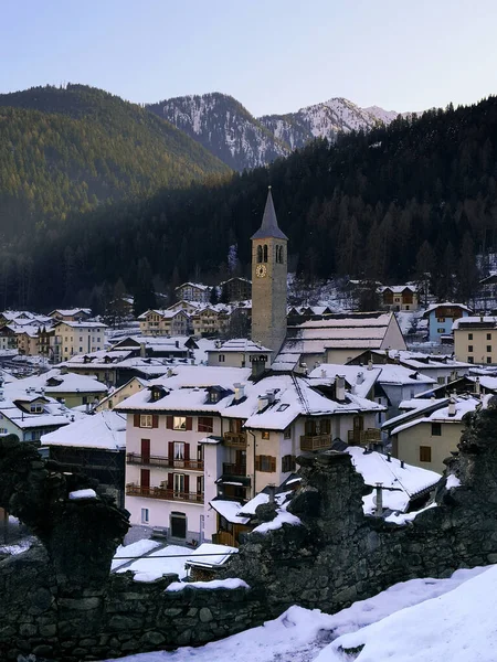 Ossana Val Sole Trentino Alto Adige Talya Nın Kış Manzarası — Stok fotoğraf