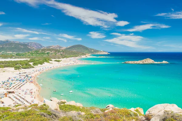 Panorama Las Maravillosas Playas Chia Cerdeña Italia — Foto de Stock