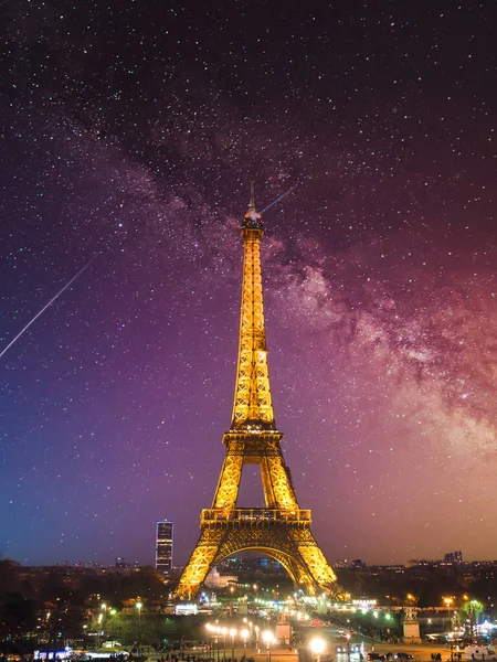 Paris Frankreich Januar 2018 Nachtpanorama Von Paris Mit Blick Auf — Stockfoto