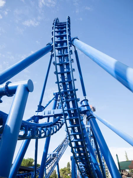 Detail Suspended Roller Coaster Rails Amusement Park — Stock Photo, Image
