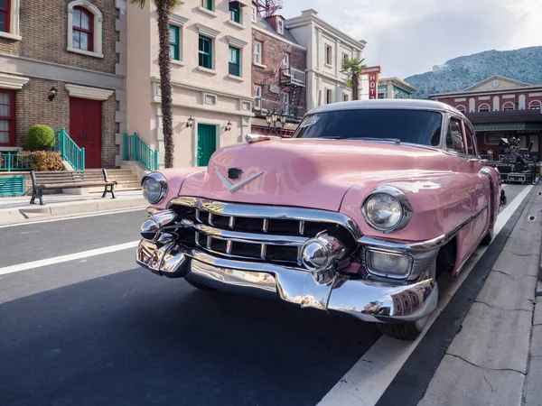Verona Italy September 2019 Vintage Pink Car Parked Street — Stock Photo, Image