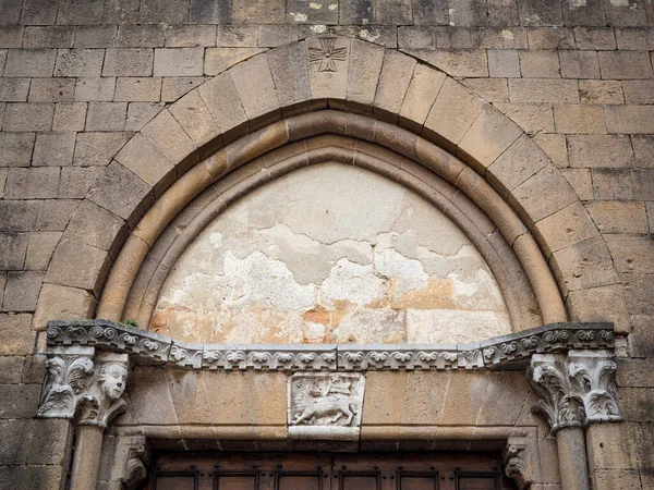 Detalle Del Arco Del Imponente Portal Del 1200 Iglesia San — Foto de Stock