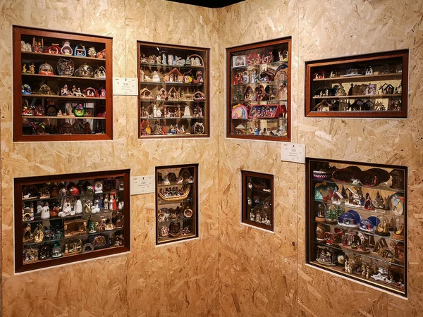 Ossana Italy December 2019 Exhibition Collection Small Handmade Cribs — Stock Photo, Image
