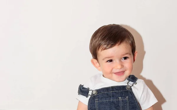 Små Bedårande Elva Månader Gammal Baby Poserar Framför Kameran — Stockfoto