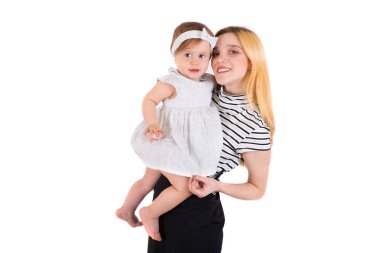 Beyaz bir arka plan üzerinde iki kuzen. Bebek ve yetişkin.