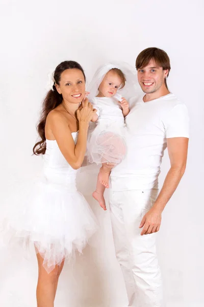 Family in white photography in the Studio — Stock Photo, Image
