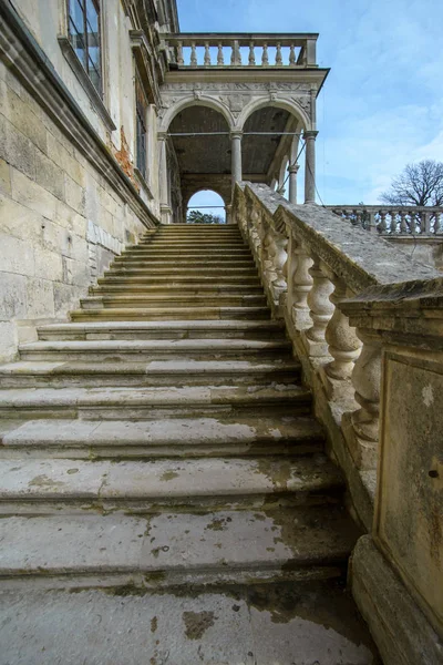 Ancient stairs. Brick stairs in a castle.