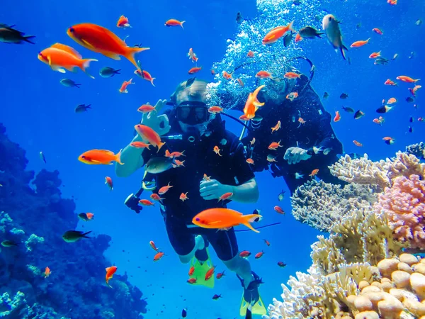Aktif dinlenme. Mercan resifleri dalış — Stok fotoğraf