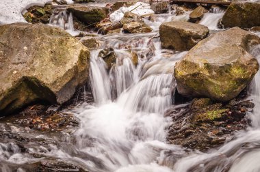 Rapids dağ Nehri üzerinde. Bahar Karpat dağlarında dağ nehir