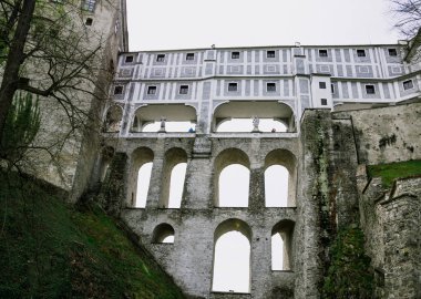 Antik kemer Köprüsü, kale, Cesky Krumlov, Çek Cumhuriyeti