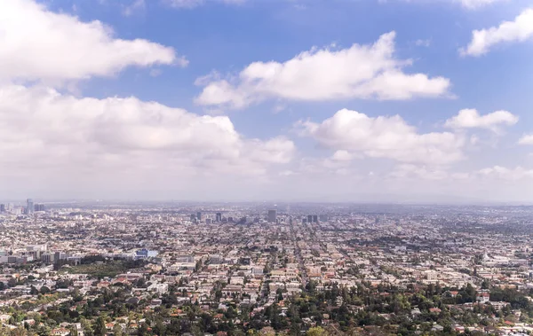 ロサンゼルス、カリフォルニア州のビジネス センター。シティ パノラマ、空撮 — ストック写真