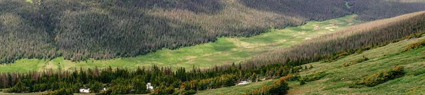 Felsigen Gebirgsnationalpark. grüne Täler und Nadelwälder — Stockfoto