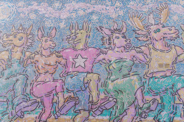 Venice Sahili, Los Angeles eski bir evin duvarına. Sokak grafiti