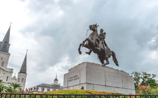 Памятник президенту Эндрю Джексону в Новом Орлеане, Луизиана, США — стоковое фото