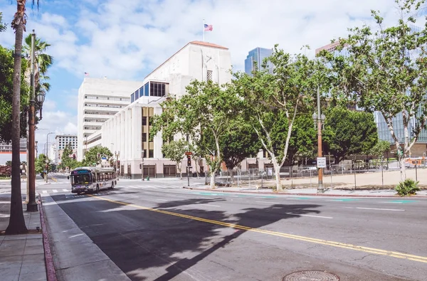 Pittoreska morgon los Angeles. Kollektivtrafik till Main Street — Stockfoto