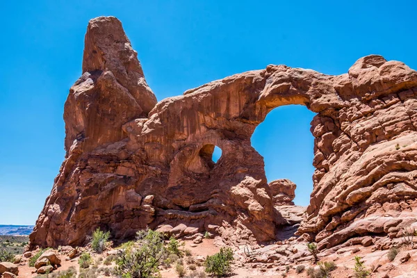 Natural natural phenomenon. Stone arches in the Moab Desert, Utah. Arches National Park, USA