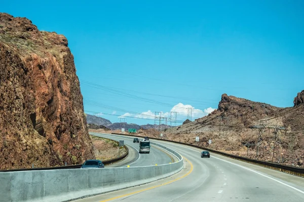 Hoover Barajı Için Yolculuk Otoyol Nevada Çölü — Stok fotoğraf