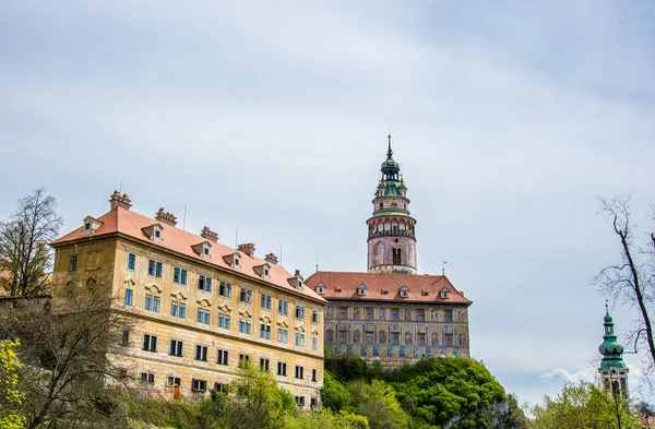 Średniowieczny Zamek Wieża Antyczny Architektura Miasta Krumlov Republika Czeska Światowego — Zdjęcie stockowe