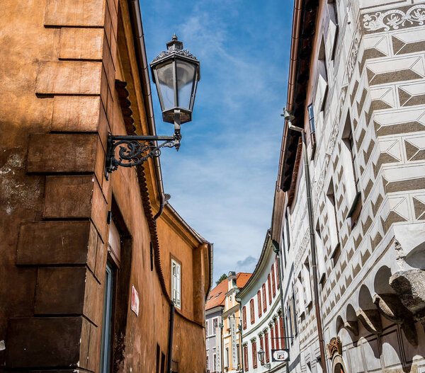 Ancient city of Cesky Krumlov, Bohemia. Colorful medieval streets