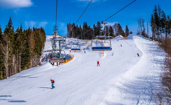 Moderner Skilift Einem Skigebiet Den Karpaten Winterurlaub Europa — Stockfoto