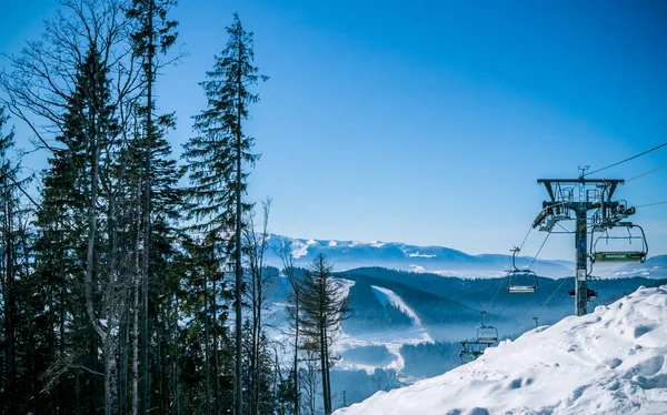 Moderner Skilift Einem Skigebiet Den Karpaten Winterurlaub Europa — Stockfoto