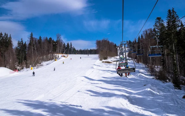 Moderner Skilift Einem Skigebiet Den Karpaten Winterurlaub Europa — Stockfoto