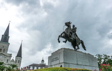 Bize heykeli Başkan Jackson Jackson Square New Orleans, Louisiana, ABD