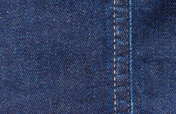 Blauwe Klassieke Gestikte Denim Stof Textuur Van Linnen Doek — Stockfoto