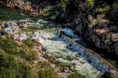 Sierra Nevada, Kaliforniya'da Rapids ile Dağ Nehri. Sekoya Ulusal Ormanı