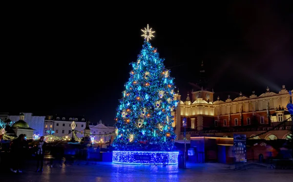 Krakow Poland November 2019 Christmas Tree Old Town Market Square — Stock Photo, Image