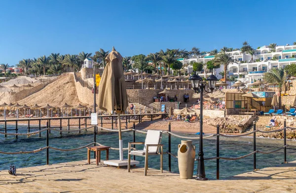 Sharm Sheikh Egito Dezembro 2019 Cais Madeira Costa Turística Mar — Fotografia de Stock