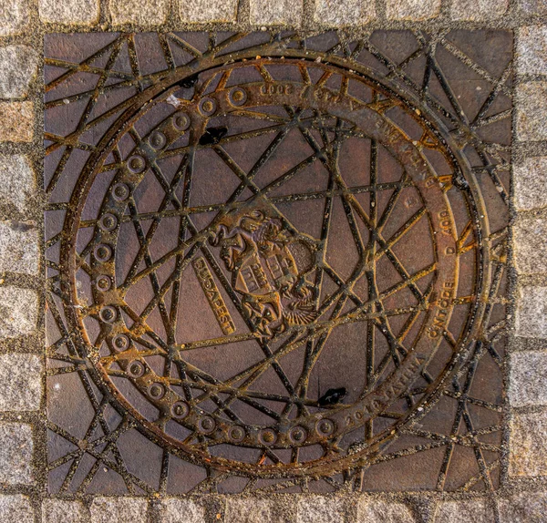 Old Sewer Manhole Street Budapest Hungary — Stockfoto