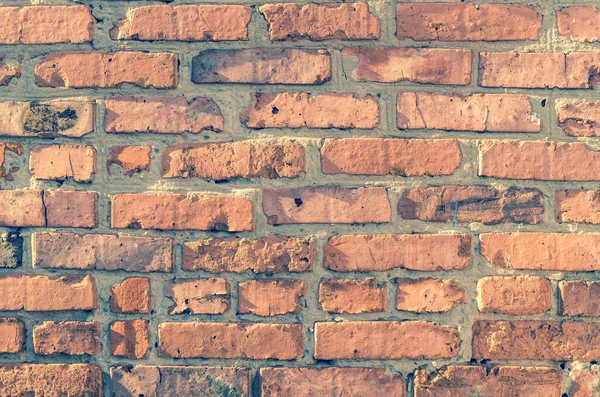 Oude Gebarsten Rode Bakstenen Muur — Stockfoto