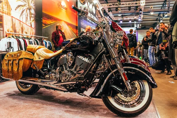 Kiev Ucrania Abril 2018 Helicóptero Clásico Motocicleta Harley Davidson Podio —  Fotos de Stock