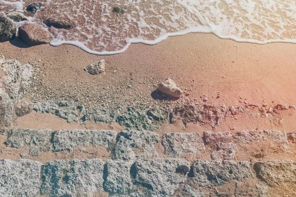 Старые Выветрившиеся Каменные Ступеньки Песок Море Старая Каменная Текстура — стоковое фото