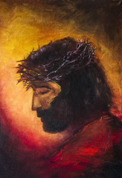Cristo santo. originale pittura a olio su tela — Foto Stock