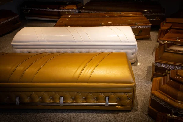 Gold Coffin with new modern like a Sofa chester style. — Stock Photo, Image