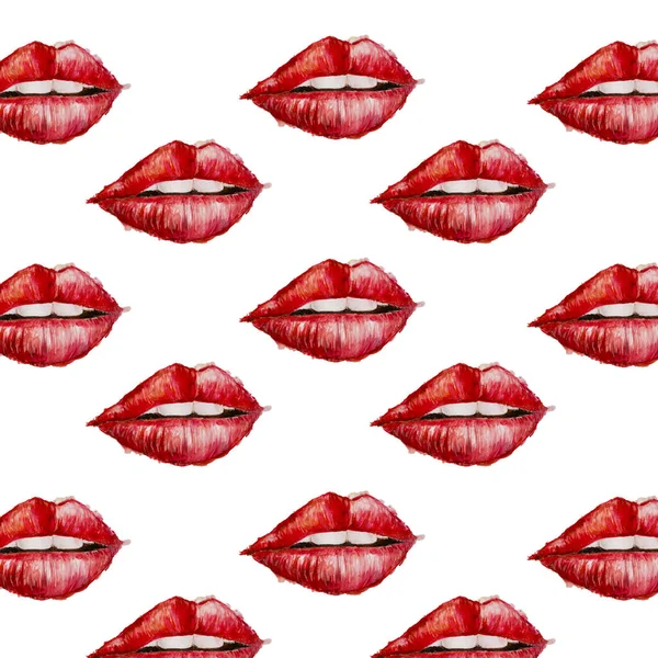 Valentijnsdag lippen kus roze aquarel en lijn kunst — Stockvector