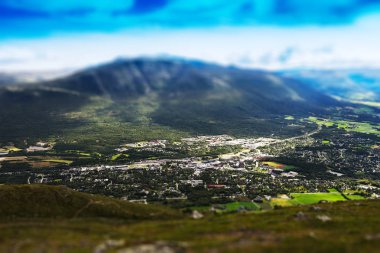 Oppdal Vadisi manzara bokeh arka plan