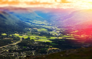 Oppdal Vadisi manzara bokeh arka plan