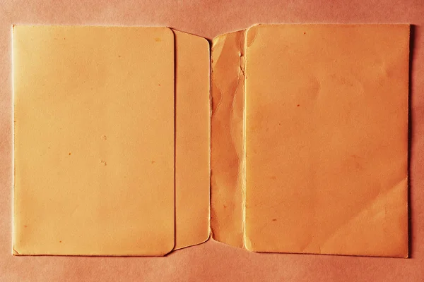 Horizontal vintage double page orange empty floppy case backgrou — Stock Photo, Image