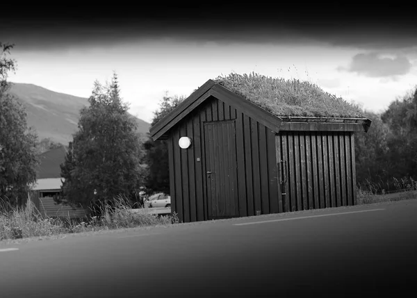 Noruega fazenda cabine fundo — Fotografia de Stock