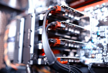 Yatay gpu quad SLI ekran kartı bokeh arka plan