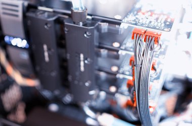 Yatay gpu quad SLI ekran kartı bokeh arka plan