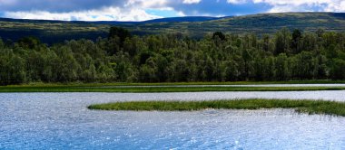 Norveç göl manzara arka plan