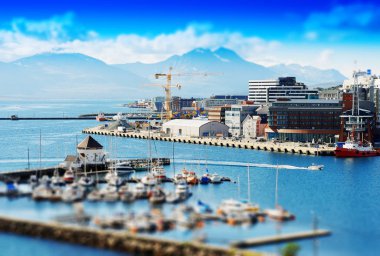 Mikro oyuncak Tromso şehir bağlantı noktası arka plan