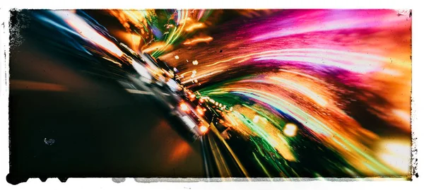 Horizontal wide vivid vibrant speed highway abstraction postcard