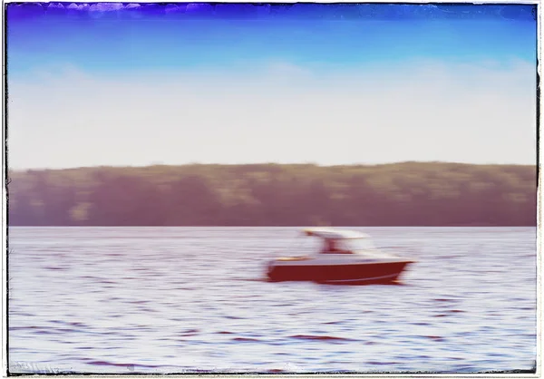 Abstração barco velocidade horizontal com luz vazamento backg cartão postal — Fotografia de Stock